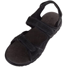 Mens Slip On Leather Summer Holiday Strappy Sandal Shoe with Twin Touch and Close Fastenings - Black - UK 9 / EU 43