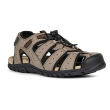 Geox Mens Uomo Strada B Sandals, Taupe Black, 6.5 UK