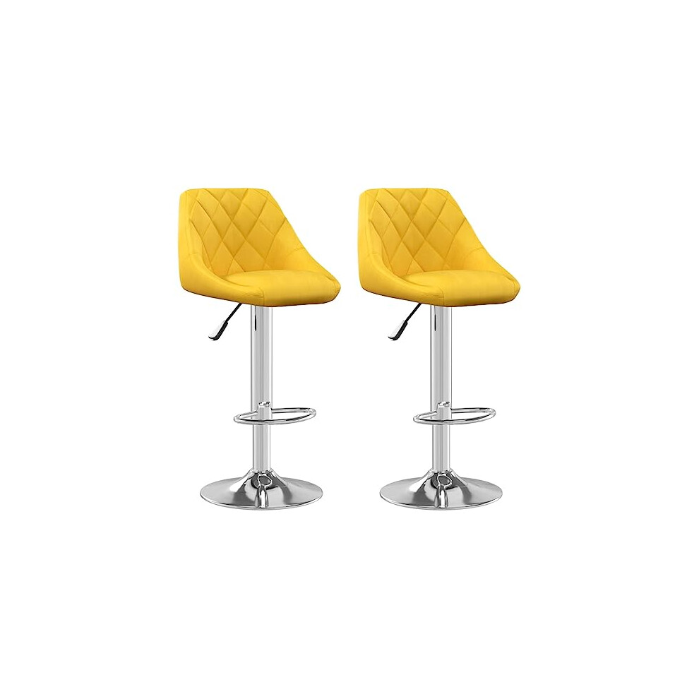 Vidaxl Bar Stools 2 Pieces Mustard Yellow Velvet