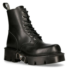 New Rock MILI-084N-S3 Black Gothic Boots Fashion Military Unisex 8 Hole Biker Shoes Goth 9