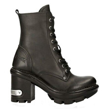 New Rock NEOTYRE07X-S1 GOTH ROCK Ankle BOOTS Black Leather Wild Biker Fashion Punk Shoes 36