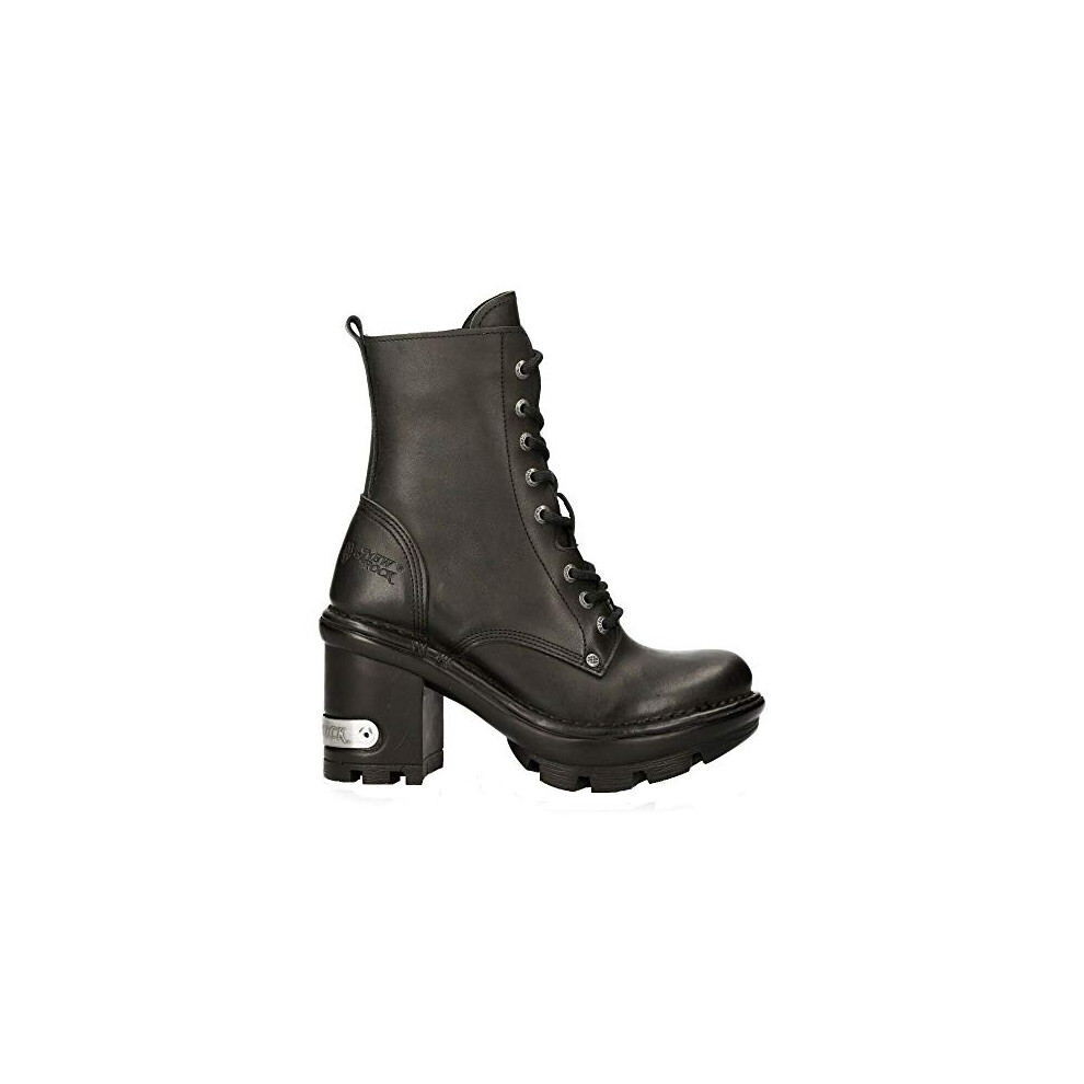 New Rock Neotyre07x-S1 Goth Rock Ankle Boots Black Leather Wild Biker Fashion Punk Shoes 36