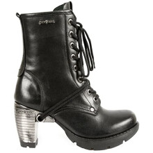 New Rock Trail M-TR001-S1 GOTH ROCK Ankle BOOTS Black Leather Fashion Punk Shoes 41