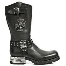 New Rock Mens Boots MR030-S1 Black Western 100% Leather Gothic Platform Shoes 46