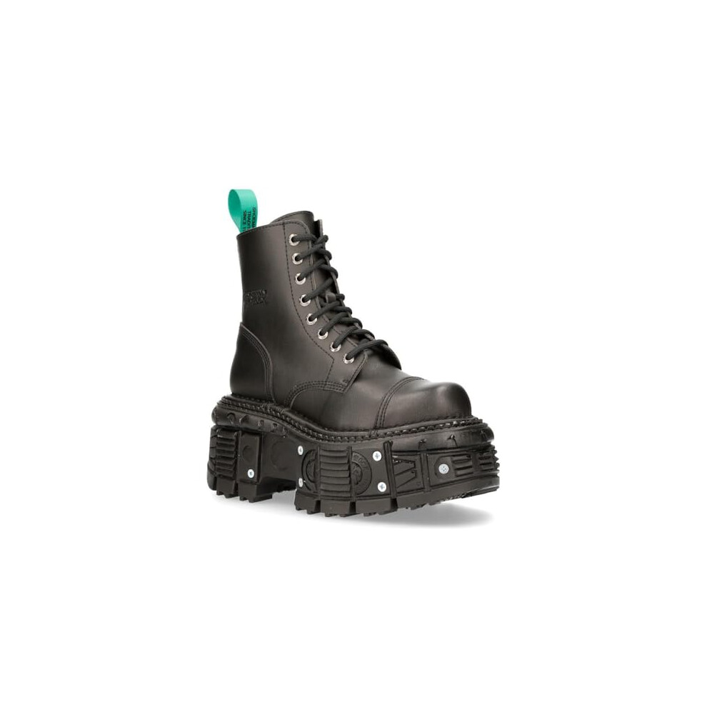 New Rock Boots Tankmili083c-V2 Vegan Leather Combat Black Platform Biker Goth Punk Shoes 9