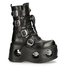 New Rock Boots 373-S2 Unisex Metallic Black Leather Platform Goth Neptuno Space 12