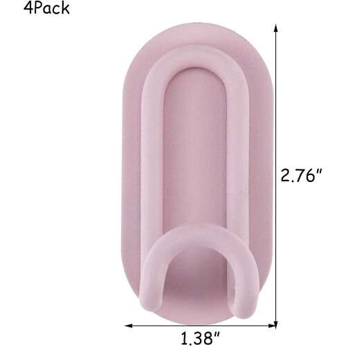 Pack of 4 Adhesive Decorative Wall Hooks Pink 1