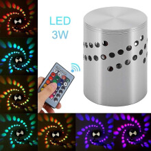 LED Wall Light,3W Colorful RGB Spiral Hole Wall Lamp Aluminum LED Wall Lamp Indoor Lighting for Bar