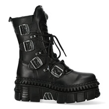 New Rock WALL373-S6 Unisex Black Leather Platform Goth Punk Boots 43