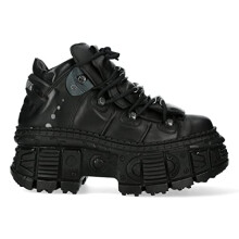 New Rock WALL106-S12 Unisex Black Leather Platform Gothic Boots 40