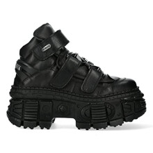 New Rock WALL285-S2 Unisex Black Leather Platform Goth Boots 38