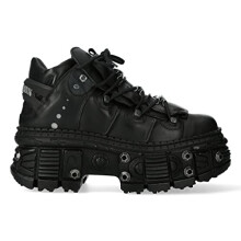 New Rock Boots WALL106-S25 Unisex Metallic Black Leather Platform Gothic Boots 37