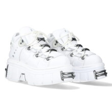New Rock Boots Sole Tower Unisex Laces White Leather Shoelaces M.106-C150, White, 36