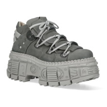 New Rock M-106WALL-C63 Grey Leather Urban Gothic Ankle Boots