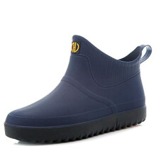 Rojeam Mens Rain Boots Waterproof Chelsea Booties Outdoor Gardening Shoes Ankle Rain Shoes, Navy Blue, 6.5 UK