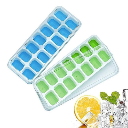 2-Pack Ice Cube Trays with Lids Easy Release Spill Proof