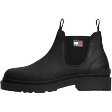 Tommy Jeans Menâs Leather Chelsea Boots, Black (Black), 11