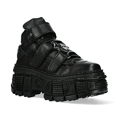 New Rock New Rock WALL285-S2 Unisex Black Leather Platform Goth Boots 45 2