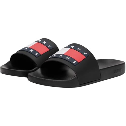 Tommy Jeans Men's Essential Pool Slides, Black (Black), 10.5 2