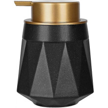 Matte Black Soap Dispenser - Ceramic Lotion Dispensing Bottle with Gold Hand Pump Refillable Dishwas