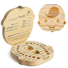 Wooden Milk Tooth Box with French Label,toddler Teeth Storage Organizer,kids Gift And Keepsake for Newborn,kids,boys