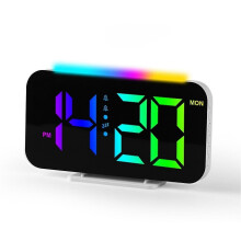 LED digital clock RGB display alarm clock with atmosphere light night light electronic LED time disp