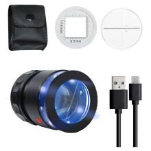 Loupe Magnifier 10x,Rechargeable Jewelers Magnifying Glass with LED Light and Scale, Adjustable Length Magnifier