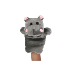 1PC Hippo Toy Plush Hand Puppet Story Telling Prop Role Play Accessory Party Favor for Parent Child (Dark Grey)