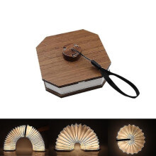 Natural Wood Smart Accordion Led Light Desk Lamp Rechargeable Via Usb