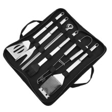 Cutlery Barbecue Tool Set, Barbecue Tongs, Barbecue Spatula(9 Pcs, Silver)