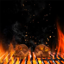 3PCS Lava Skull Rocks Skull for Fire Pit Skeleton Fire Pit Heads Halloween Skull Shaped Fire Stones
