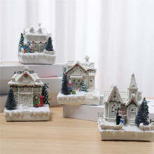 Julscen Bystad Vinter Snöby LED-Ljusdekoration Gåva Julbordsdekoration B