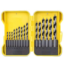 15-Teiliges Set Holzbohrer 3-10mm Aus Kohlenstoffstahl mit Drei Spitzen, Tischler Twist-Bohrer-Set mit Tragbarem Aufbewahrungskoffer