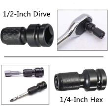 4 Piece Hex Shaft Adapter 1/2 Square Drive to 1/4 Hex Shaft Socket Adapter Ratchet Wrench Quick Rele