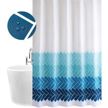 Shower Curtain Chevron Blue&White Cross Stripe Waterproof Mould Proof & Mildew Resistant Bathroom Cu