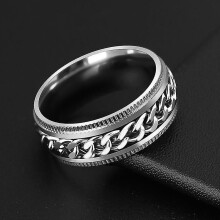 Rotatable Beers Bottle Opener Ring with Inner Rotating Chain Titanium Steel Multifunctional Fashion