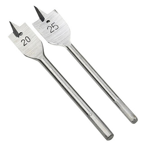 Wideskall flat wood spade drill bit set 20mm 25mm 2