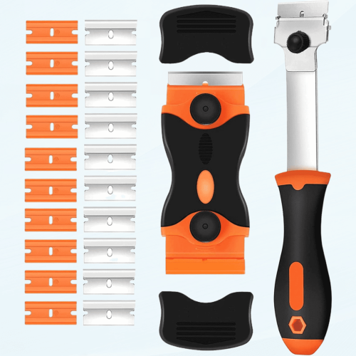 Glass Scraper with Long Handle 2Pcs + 20 Blades