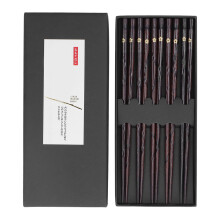Japanese Wooden Chopsticks with Golden Flowers 5 Pairs
