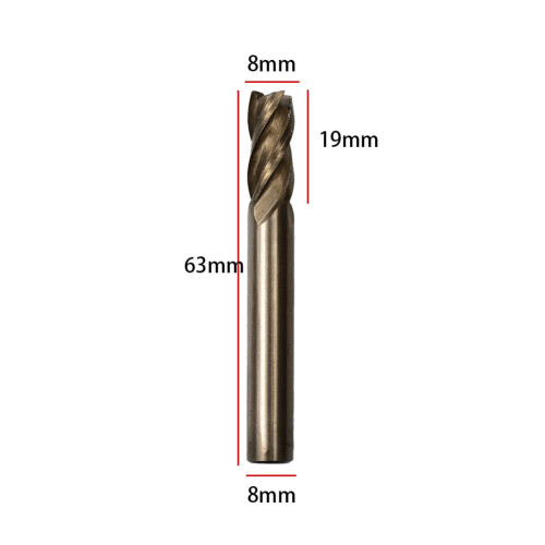8mm HSS 4-flute straight shank end mill 1