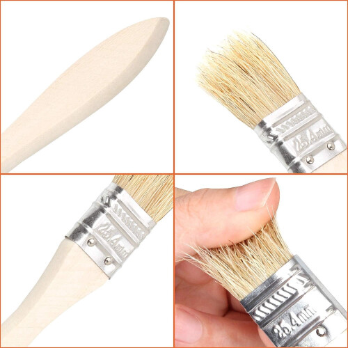 Chip Paint Brushes Flat Natural Bristle 1 inch 50 Pack 1