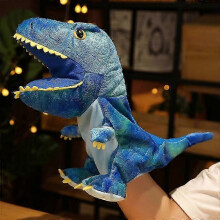 (35cm, Blue) 1 pc Dinosaur Plush Hand Puppets Lifelike Triceratop Tyrannosaurus Rex Hand Puppets for Kids Adults Muppets