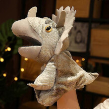 (35cm, GRAY) 1 pc Dinosaur Plush Hand Puppets Lifelike Triceratop Tyrannosaurus Rex Hand Puppets for Kids Adults Muppets