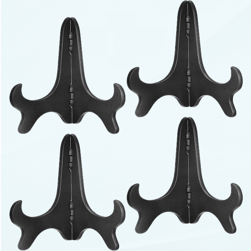 Easel Plate Holder Wood-like Plastic 4 pcs