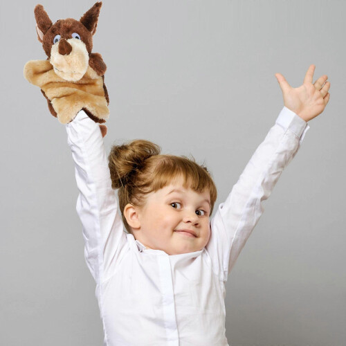 Animal Hand Puppet Plush Wolf Cartoon Toy for Kids Interactive