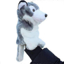 One (grey Wolf, Height 25cm) Child Hand Puppet, Deluxe Plush Hand Puppet Doll Theater, Role Play, Children's Party Favor, Party Bag, Kids, Girls, Boys