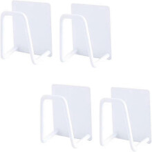 4 Pieces Stainless Steel Kitchen Sink Self Adhesive Sponge Holder Hooks (White)