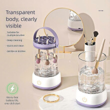 (Green) Portable Electric Makeup Brush Cleaner, Makeup Sponge Powder Puff Washing Machine, Dollhouse Toy Washer, Beauty Makeup Cleaning Tool