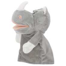 Plush Rhino Hand Puppet Toy for Story Telling Grey Animal Doll