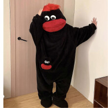 (XL, Black) Funny Large Mouth Monster-Onesie Pajamas for Kids & Adults - Soft Plush Coral Fleece, Perfect for Cosplay or Halloween Costumes